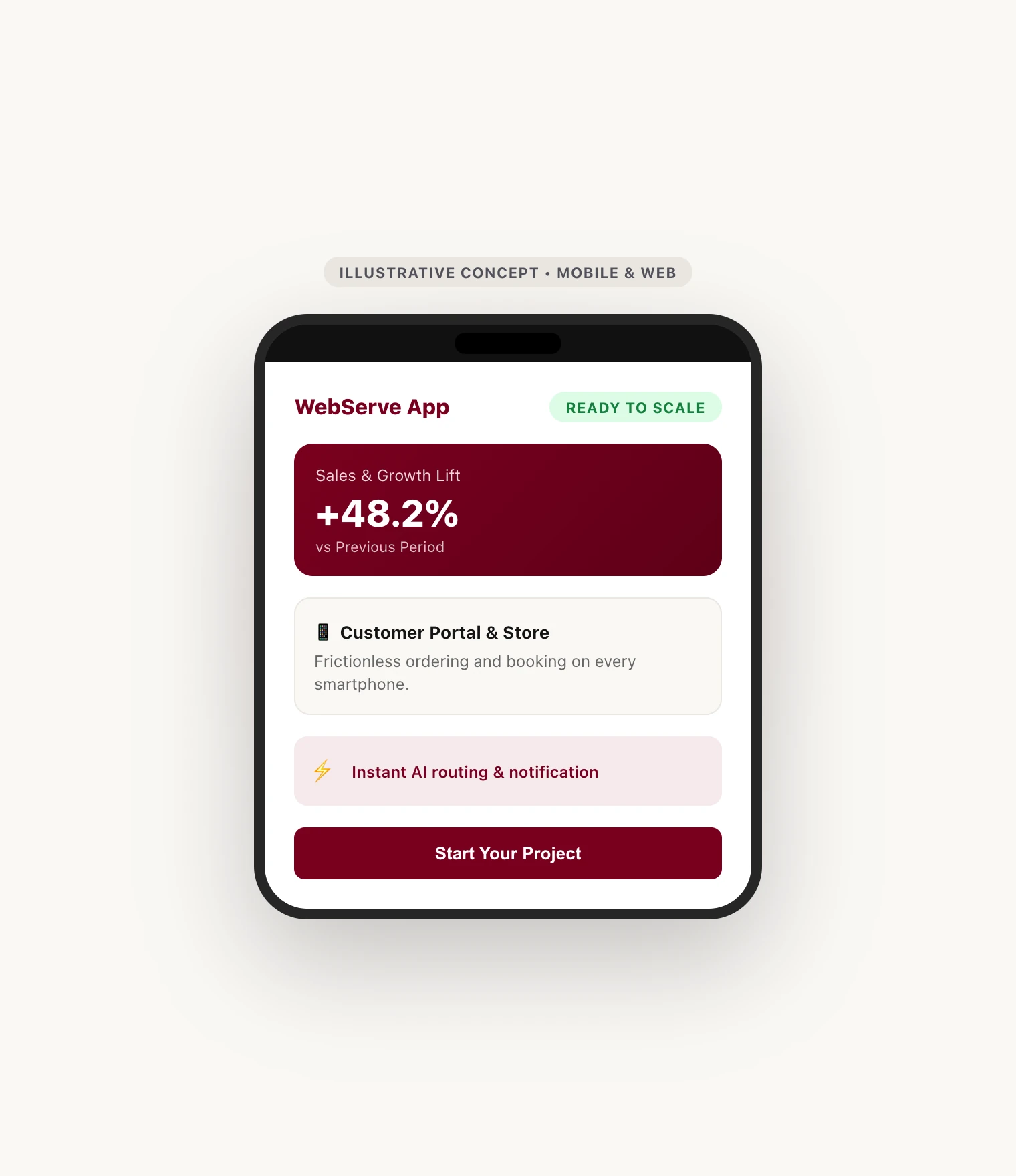 WebServe mobile-first digital products composition